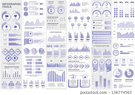Bundle infographic elements data visualization vector design template. Can be used for steps, business processes, workflow, diagram, flowchart concept, timeline, marketing icons, info graphics. 136774563
