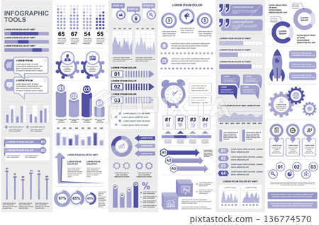 Bundle infographic elements data visualization vector design template. Can be used for steps, business processes, workflow, diagram, flowchart concept, timeline, marketing icons, info graphics. 136774570