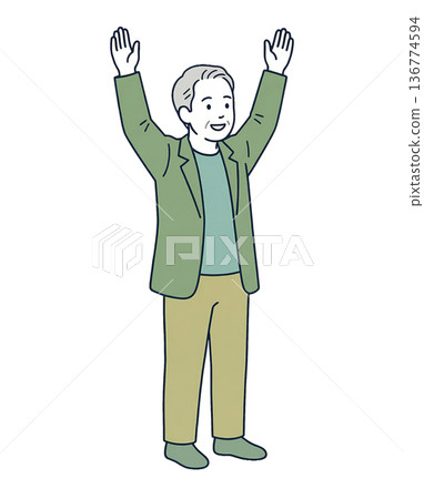 老人歡呼 136774594