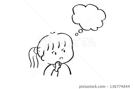 一幅女孩思考的插圖(擔憂/考慮) 一幅女孩思考的插圖(擔憂/考慮) 136774844