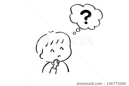 Thinking boy question mark speech bubble 136775090