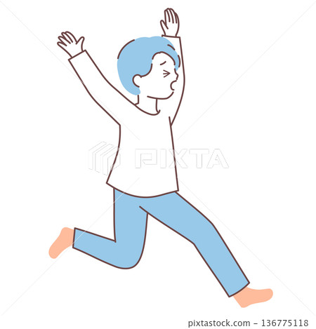 A man being chased by something | Simple, minimalist, cute illustration A man being chased by something | Simple, minimalist, cute illustration 136775118