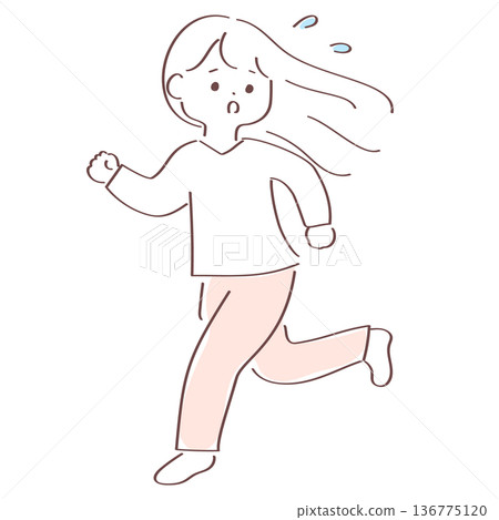 一幅可愛的女孩逃跑的插圖 136775120