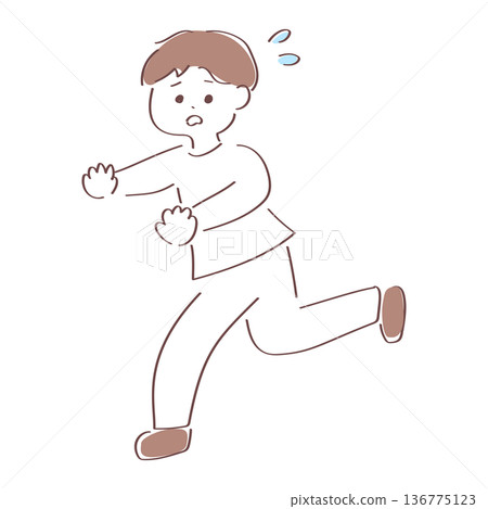 一幅可愛的男孩逃跑的插圖 136775123