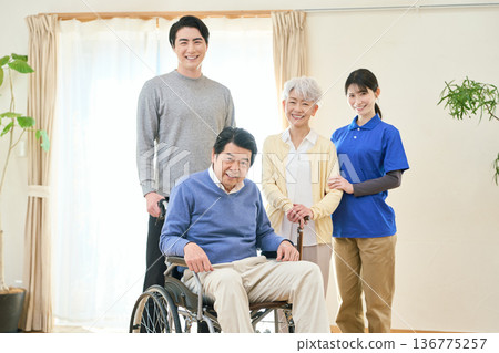 Image of home care with family and caregivers Image of home care with family and caregivers 136775257