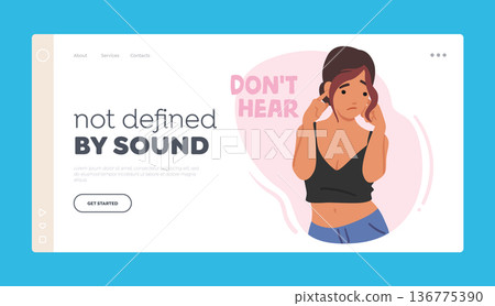 Don't Hear Landing Page Template. Young Woman Covering Ears Refers To Conscious Decision To Avoid Listening Don't Hear Landing Page Template. Young Woman Covering Ears Refers To Conscious Decision To Avoid Listening 136775390