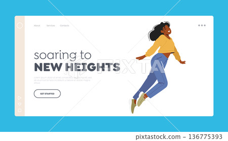 Soaring to New Heights Landing Page Template. Female Character In Flight Defying The Law Of Gravity Soar Through The Air Soaring to New Heights Landing Page Template. Female Character In Flight Defying The Law Of Gravity Soar Through The Air 136775393
