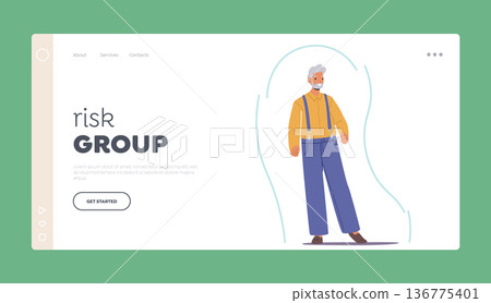 Risk Group Landing Page Template. Senior Man Inside of Strong Immunity Shield, Robust Health And Secure Immune System Risk Group Landing Page Template. Senior Man Inside of Strong Immunity Shield, Robust Health And Secure Immune System 136775401