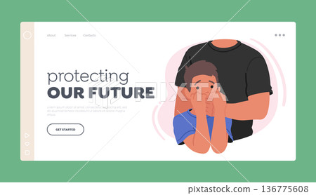 Protect Kids Landing Page Template. Adult Man Covers Mouth Of Young Boy Depicting Domestic Violence And Abuse Protect Kids Landing Page Template. Adult Man Covers Mouth Of Young Boy Depicting Domestic Violence And Abuse 136775608