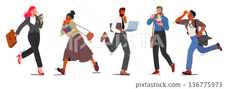 Urban Hustle Concept with Characters Savor Bites On The Go. Street Food Delights And Quick Snacks Fuel The Dynamic Pace 136775973