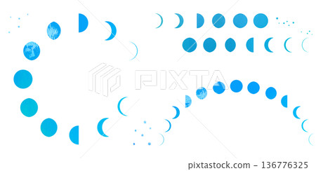 Moon phases frame illustration set - Moon phases Moon phases frame illustration set - Moon phases 136776325