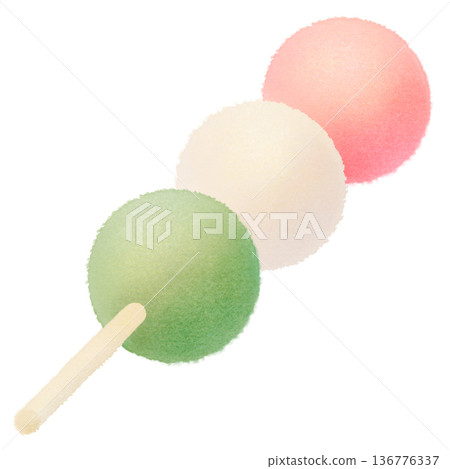 Three-colored dumplings, Japanese sweets, spring 136776337