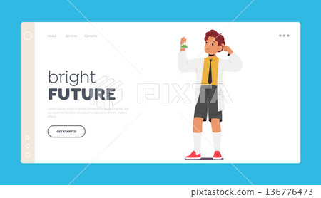 Bright Future Landing Page Template. Schoolboy Character Hold Chemical Flask Exploring Wonders Of Science And Discovery Bright Future Landing Page Template. Schoolboy Character Hold Chemical Flask Exploring Wonders Of Science And Discovery 136776473