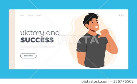Victory and Success Landing Page Template. Confident Man Pointing At Himself With A Big Smile, Radiating Positivity Victory and Success Landing Page Template. Confident Man Pointing At Himself With A Big Smile, Radiating Positivity 136776502