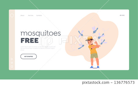 Landing Page Template with Mosquitoes Bite Kid Causing Red Bumps, Itching, And Swelling. It Can Also Lead To Allergy Landing Page Template with Mosquitoes Bite Kid Causing Red Bumps, Itching, And Swelling. It Can Also Lead To Allergy 136776573