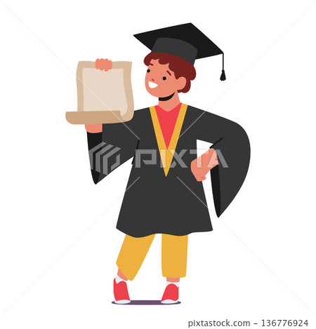 Armed With Their Degree, The Graduate Kid Character Sets Out On A New Journey, Ready To Tackle World And Pursue Dream Armed With Their Degree, The Graduate Kid Character Sets Out On A New Journey, Ready To Tackle World And Pursue Dream 136776924