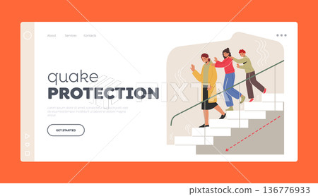 Quake Protection Landing Page Template. Frightened Characters Support And Cling To One Another During Earthquake Quake Protection Landing Page Template. Frightened Characters Support And Cling To One Another During Earthquake 136776933