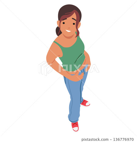 Curious Woman Gazes Upward, Her Face Tilted Towards The Sky, Viewed From Above, Capturing A Moment Of Wonder Curious Woman Gazes Upward, Her Face Tilted Towards The Sky, Viewed From Above, Capturing A Moment Of Wonder 136776970
