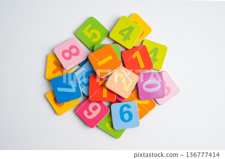 Math number colorful on white background, 136777414