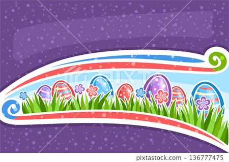 Vector greeting card for Easter Egg Hunt 136777475