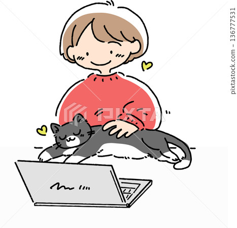 My beloved cat is interfering with my work My beloved cat is interfering with my work 136777531