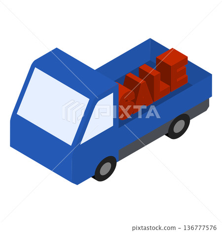 3D illustration of a delivery truck with the word SALE on it 136777576
