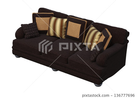 sofa isolate on a transparent background, interior furniture, 3D illustration, cg render sofa isolate on a transparent background, interior furniture, 3D illustration, cg render 136777696
