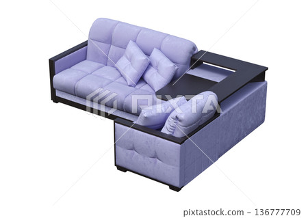 sofa isolate on a transparent background, interior furniture, 3D illustration, cg render 136777709