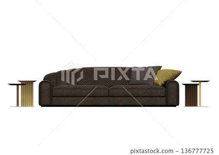 sofa isolate on a transparent background, interior furniture, 3D illustration, cg render 136777725