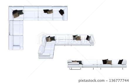 sofa isolate on a transparent background, interior furniture, 3D illustration, cg render 136777744