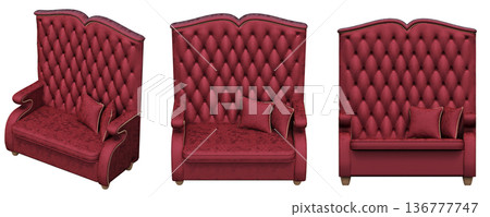 sofa isolate on a transparent background, interior furniture, 3D illustration, cg render 136777747