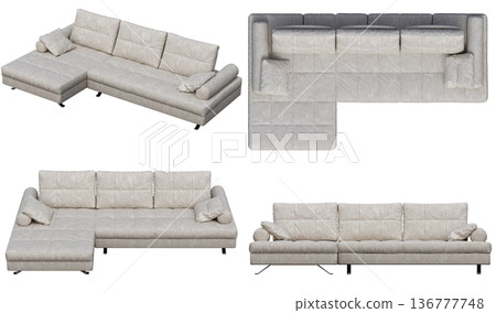 sofa isolate on a transparent background, interior furniture, 3D illustration, cg render 136777748