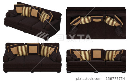 sofa isolate on a transparent background, interior furniture, 3D illustration, cg render sofa isolate on a transparent background, interior furniture, 3D illustration, cg render 136777754