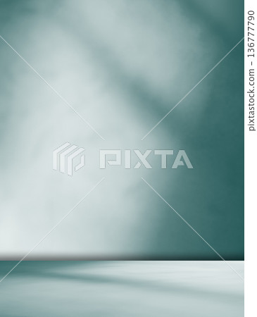 Indigo Background Shadow Abstract Gentle Light Studio Kitchen Wall Floor Gradient Pastel Mockup Product Cosmetic Backdrop Scene Space Minimal Empty Display Template Presentation Loft blur Cement. 136777790