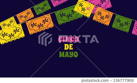 Cinco de Mayo holiday Festive Fiesta Parade. For ads web design marketing visuals. Vector illustration. 136777908