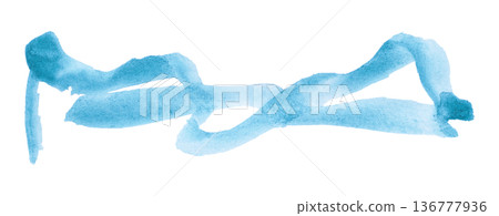 Light blue brush isolated on transparent background Light blue watercolor 136777936