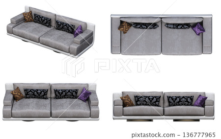 sofa isolate on a transparent background, interior furniture, 3D illustration, cg render sofa isolate on a transparent background, interior furniture, 3D illustration, cg render 136777965