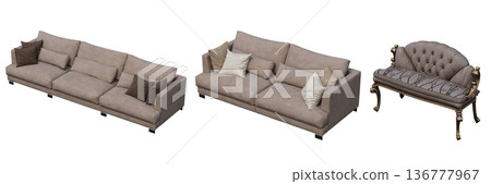 sofa isolate on a transparent background, interior furniture, 3D illustration, cg render sofa isolate on a transparent background, interior furniture, 3D illustration, cg render 136777967