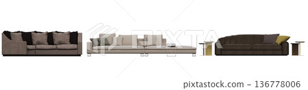 sofa isolate on a transparent background, interior furniture, 3D illustration, cg render sofa isolate on a transparent background, interior furniture, 3D illustration, cg render 136778006