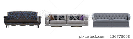 sofa isolate on a transparent background, interior furniture, 3D illustration, cg render 136778008