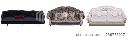 sofa isolate on a transparent background, interior furniture, 3D illustration, cg render 136778017