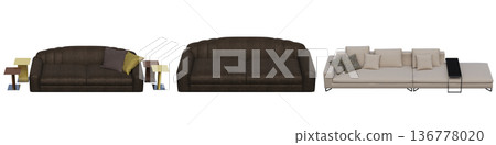 sofa isolate on a transparent background, interior furniture, 3D illustration, cg render 136778020