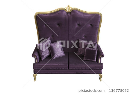 sofa isolate on a transparent background, interior furniture, 3D illustration, cg render 136778052