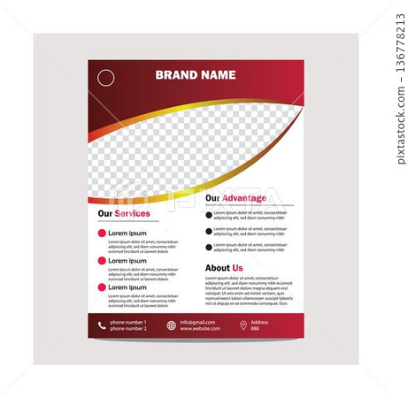 Red and white corporate company profile template design with contact information and services details finishing with a professional layout Red and white corporate company profile template design with contact information and services details finishing with a professional layout 136778213