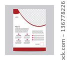 Modern red and white brochure template with placeholder text and transparent background for corporate or business use finishing with a clean design 136778226