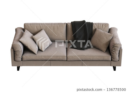 comfortable soft sofa isolated on transparent background, interior furniture, 3D illustration, cg render comfortable soft sofa isolated on transparent background, interior furniture, 3D illustration, cg render 136778500