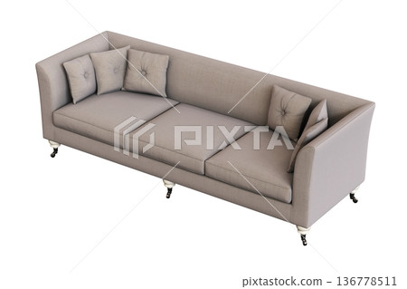comfortable soft sofa isolated on transparent background, interior furniture, 3D illustration, cg render comfortable soft sofa isolated on transparent background, interior furniture, 3D illustration, cg render 136778511