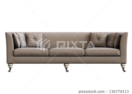comfortable soft sofa isolated on transparent background, interior furniture, 3D illustration, cg render 136778513
