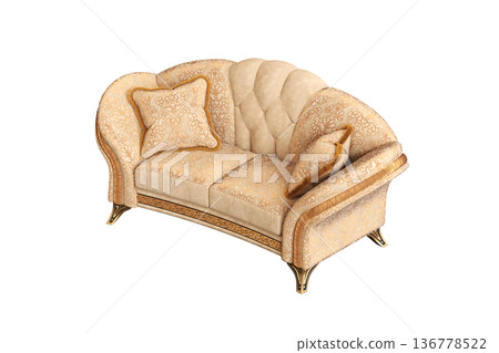 comfortable soft sofa isolated on transparent background, interior furniture, 3D illustration, cg render comfortable soft sofa isolated on transparent background, interior furniture, 3D illustration, cg render 136778522