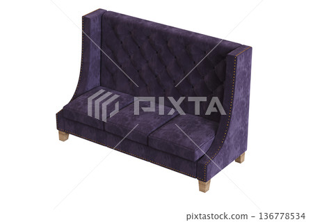 comfortable soft sofa isolated on transparent background, interior furniture, 3D illustration, cg render 136778534